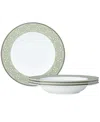 Noritake Infinity Green Platinum 4 Piece Soup Bowl Set 12 Oz, Service For 4 In Green Platinum