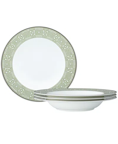 Noritake Infinity Green Platinum 4 Piece Soup Bowl Set 12 Oz, Service For 4