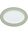 Noritake Infinity Green Platinum Oval Platter, 16" In Green Platinum