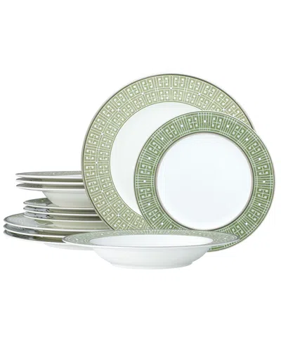 Noritake Infinity Green Platinum Piece Set, Service For 4