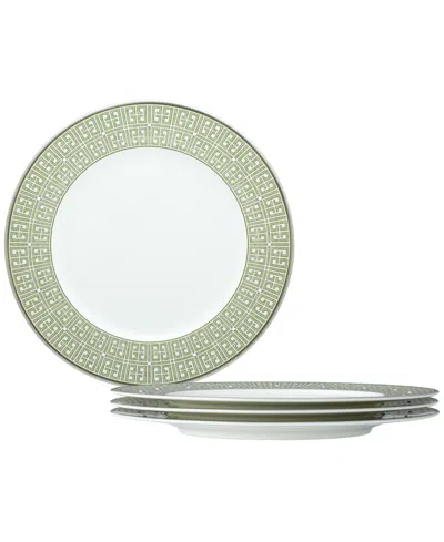Noritake Infinity Platinum 4 Piece Dinner Plate Set , Service For 4 In Green Platinum