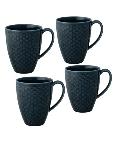 Noritake Kikko 16 Oz. Mugs, Set Of 4 In Blue