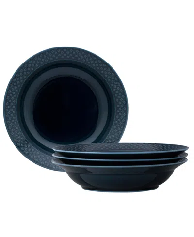 Noritake Kikko 25 Oz. Rim Dinner Bowls, Set Of 4 In Blue