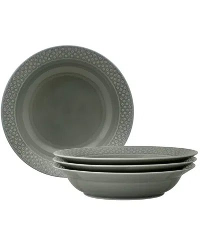 Noritake Kikko 25 Oz. Rim Dinner Bowls, Set Of 4 In Gray