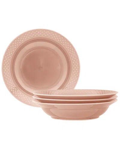 Noritake Kikko 25 Oz. Rim Dinner Bowls, Set Of 4 In Pink