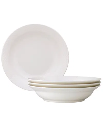 Noritake Kikko 25 Oz. Rim Dinner Bowls, Set Of 4 In White