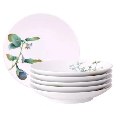 Noritake Kyoka Shunsai Set Of 6 Assorted Deep Plates, 9.25" In White