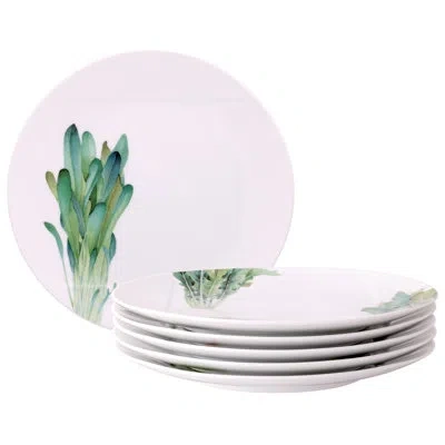 Noritake Kyoka Shunsai Set Of 6 Assorted Dinner Plates, 10.5" In White