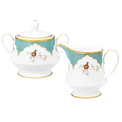 Noritake Lodi's Morning Sugar And Creamer Set In Blue;white