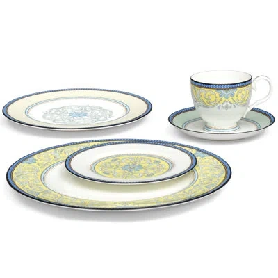 Noritake Menorca Palace Set Of 4 Salad Plates, 8-1/2" In Blue;white