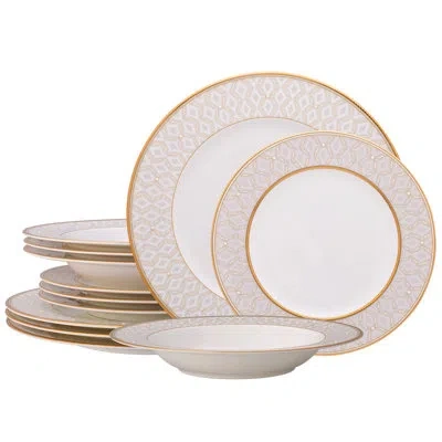 Noritake Noble Pearl 12-piece Dinnerware Set, Service For 4 In White