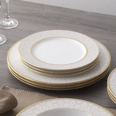 Noritake Noble Pearl Set Of 4 Dinner Plates, 11" In White;gold