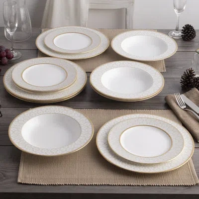 Noritake Noble Pearl Set Of 4 Salad Plates, 8-1/2" In White;gold