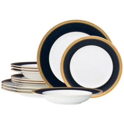 Noritake Odessa Cobalt 12-piece Dinnerware Set, Service For 4 In Gold