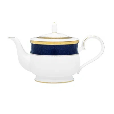 Noritake Odessa Cobalt 43 Oz. Teapot In Gold