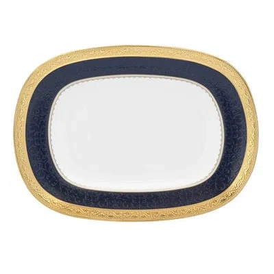 Noritake Odessa Cobalt Bone China Butter Dish In Gold
