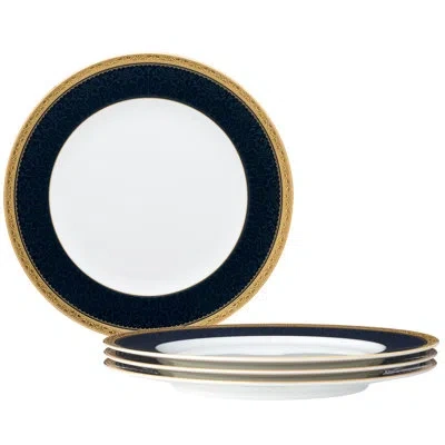 Noritake Odessa Cobalt Dinner Plates, 10-1/2" In Gold
