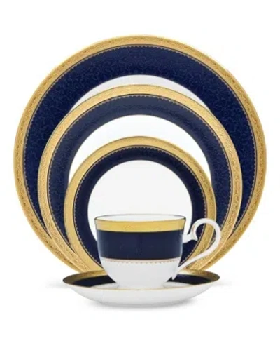 Noritake Odessa Cobalt Gold 5 Pc Place Setting In Dark Blue