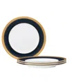 Noritake Odessa Cobalt Gold Set Of 4 Salad Plates, Service For 4 In Blue