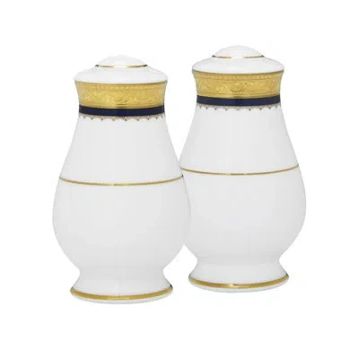 Noritake Odessa Cobalt Salt And Pepper Set In Gold