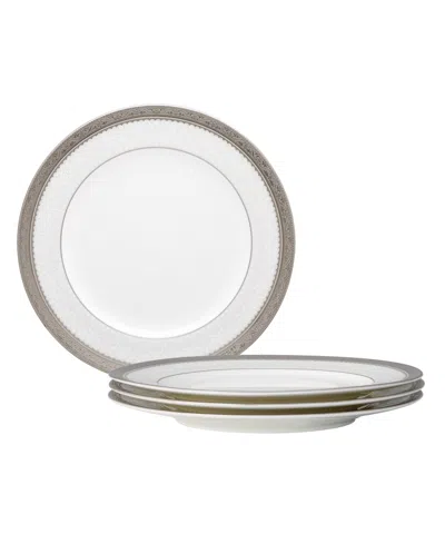 Noritake Odessa Platinum Set Of 4 Salad Plates, Service For 4 In White