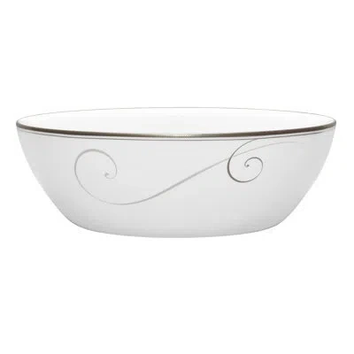 Noritake Platinum Wave 3-qt. Vegetable Bowl In White,platinum