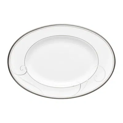 Noritake Platinum Wave Butter Dish In White