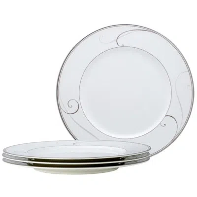Noritake Platinum Wave Dinner Plates, 11" In White