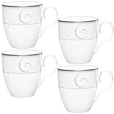 Noritake Platinum Wave Mugs, 15 Oz. In White