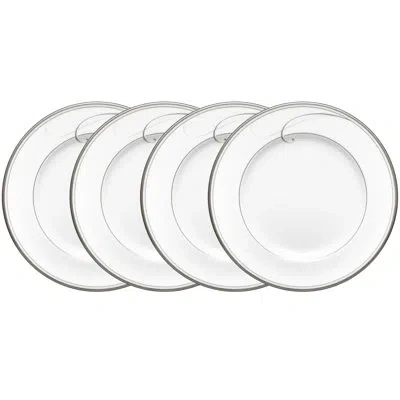 Noritake Platinum Wave Set Of 4 Bread & Butter/appetizer Plates, 6-3/4" In Platinum Rim