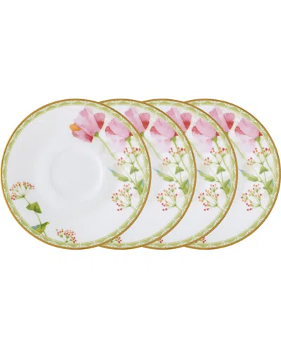 Noritake Poppy Place 6" Saucers, Set Of 4