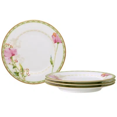 Noritake Poppy Place Bread & Butter/appetizer Plates, 6-1/4" In White;pink