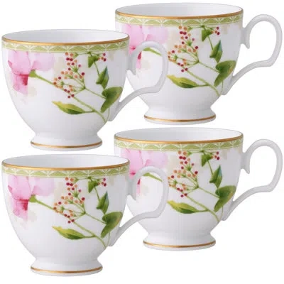 Noritake Poppy Place Cups, 8 Oz. In White;pink