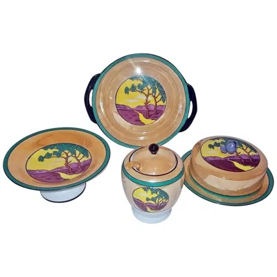 Pre-owned Noritake Rare  Art Deco 4 Piece Set In Brown