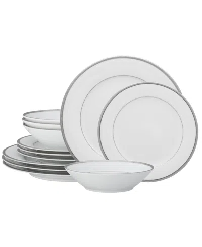 Noritake Regina 12 Piece Set, Service For 4 In White And Platinum