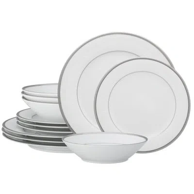 Noritake Regina Platinum 12-piece Dinnrware Set, Service For 4 In White