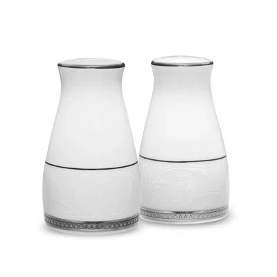 Noritake Regina Platinum 3.25" Salt & Pepper Set In White