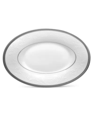 Noritake Regina Platinum Butter/relish Tray, 8" In Silver