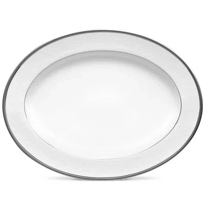 Noritake Regina Platinum Platter In White