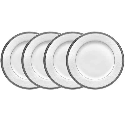 Noritake Regina Platinum Set Of 4 Bread & Butter/appetizer Plates, 6-1/4" In White