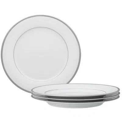 Noritake Regina Platinum Set Of 4 Dinner Plates, 10-1/2" In White