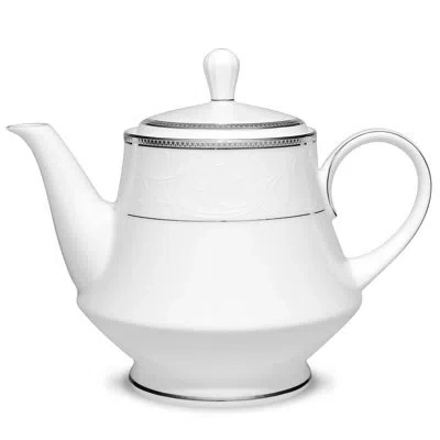 Noritake Regina Platinum Teapot, 38 Oz. In White