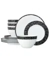 Noritake Rill 12-piece Dinnerware Set, Service For 4 In Black