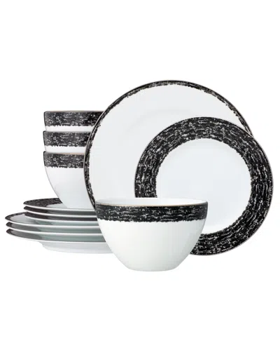 Noritake Rill 12-piece Dinnerware Set, Service For 4 In Black