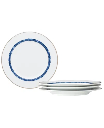 Noritake Rill Set Of 4 Bread & Butter/appetizer Plates, Service For 4 In Blue