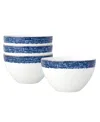 Noritake Rill Set Of 4 Cereal Bowls, Service For 4 In Blue
