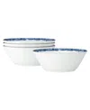 Noritake Rill Set Of 4 Fruit Bowls, Service For 4 In Blue