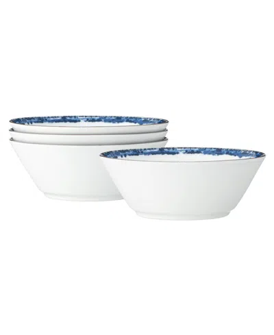 Noritake Rill Set Of 4 Fruit Bowls, Service For 4 In Blue