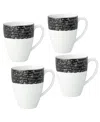 Noritake Rill Set Of 4 Mugs, Service For 4 In Black