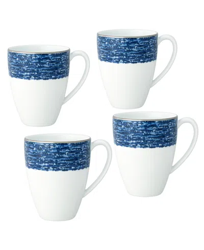 Noritake Rill Set Of 4 Mugs, Service For 4 In Blue